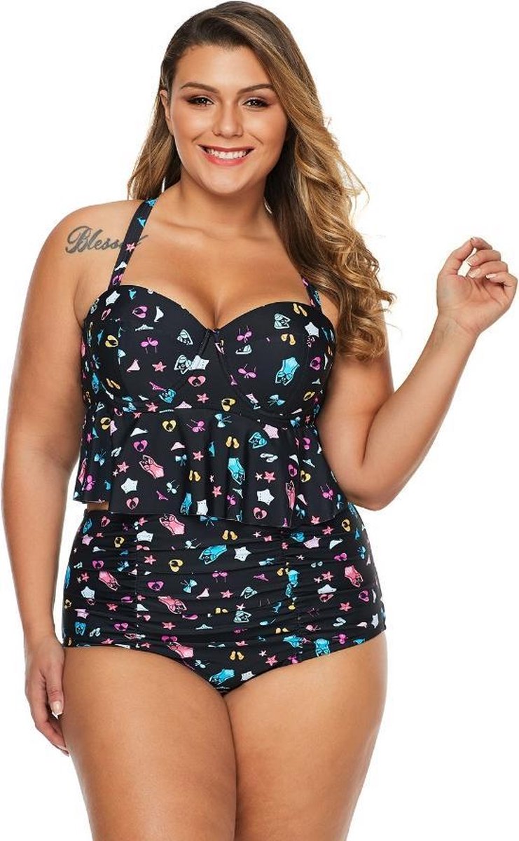 Ruches Tankini Dames 2-Delig - Print - Maat XXXL 'Tylina'