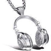 DJ Ketting met Koptelefoon Hanger - Zilver Kleurig - Ketting Heren - Ketting Dames - Ketting Mannen - Muziek Liefhebber - Valentijnsdag voor Mannen - Valentijn Cadeautje voor Hem -