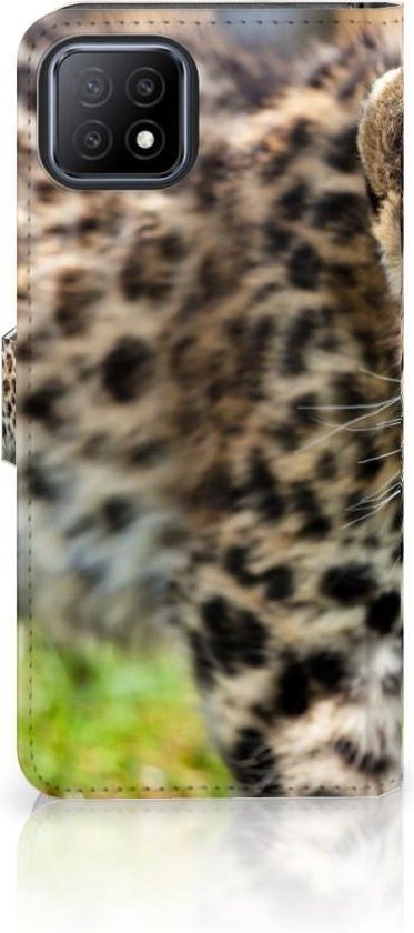 Coque OPPO A73 5G Cuir PU Protection Etui Housse pour Bébé Leopard