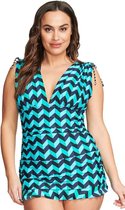 Ruches Tankini Dames - Patroon Groen - Maat XXXL 'Tylie'