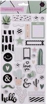Chipboard Stickers - Green - With foil