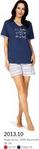 Dames Pyjama / Shorty 'Sailor' - kleur indigo blauw - maat 44