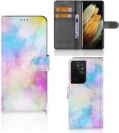 Telefoonhoesje Geschikt voor Samsung Galaxy S21 Ultra Bookcase Personaliseren Watercolor Light