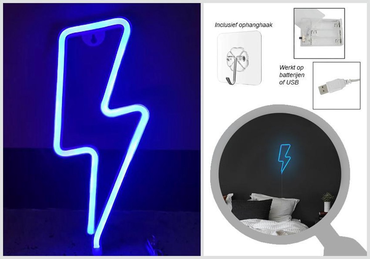 Bliksem Figuur Neon Style LED Lamp Wandlamp kinderkamer