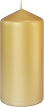 Gouden cilinderkaarsen/stompkaarsen 15 x 7 cm 52 branduren - geurloze kaarsen mat goud