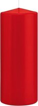8x Rode cilinderkaars/stompkaars 8 x 20 cm 119 branduren - Geurloze kaarsen - Woondecoraties