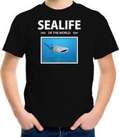 Dieren foto t-shirt Tijgerhaai - zwart - kinderen - sealife of the world - cadeau shirt Haaien liefhebber S (122-128)