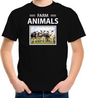 Dieren foto t-shirt Koe - zwart - kinderen - farm animals - cadeau shirt Kudde koeien liefhebber M (134-140)