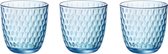 8x stuks waterglazen blauw transparant met relief 290 ml - Glazen - Drinkglas/waterglas/sapglas