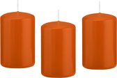 10x Oranje cilinderkaarsen/stompkaarsen 5 x 8 cm 18 branduren - Geurloze kaarsen oranje - Woondecoraties