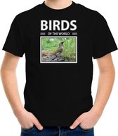 Dieren foto t-shirt Groene specht vogel - zwart - kinderen - birds of the world - cadeau shirt vogel liefhebber L (146-152)