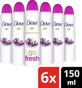 Dove Go Fresh Acai Berry & Waterlily Deodorant Spray Antitranspirant - 6 x 150 ml - Voordeelverpakking