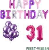 31 jaar Verjaardag Versiering Ballon Pakket Pastel & Roze