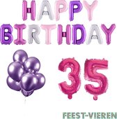 35 jaar Verjaardag Versiering Ballon Pakket Pastel & Roze
