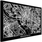 Schilderij Map van Washington D.C, 2 maten, zwart-wit, Premium print