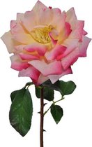 Viv! Home Luxuries Roos - zijden bloem - roze geel - 51cm - topkwaliteit