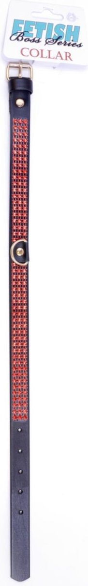 Power Escorts - Halsband met kristallen - Bondage - Fetish - 36 tot 42 cm Lengte - 2 cm Breedte - Rood