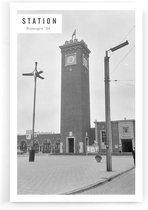 Walljar - Station Nijmegen '54 II - Muurdecoratie - Canvas schilderij
