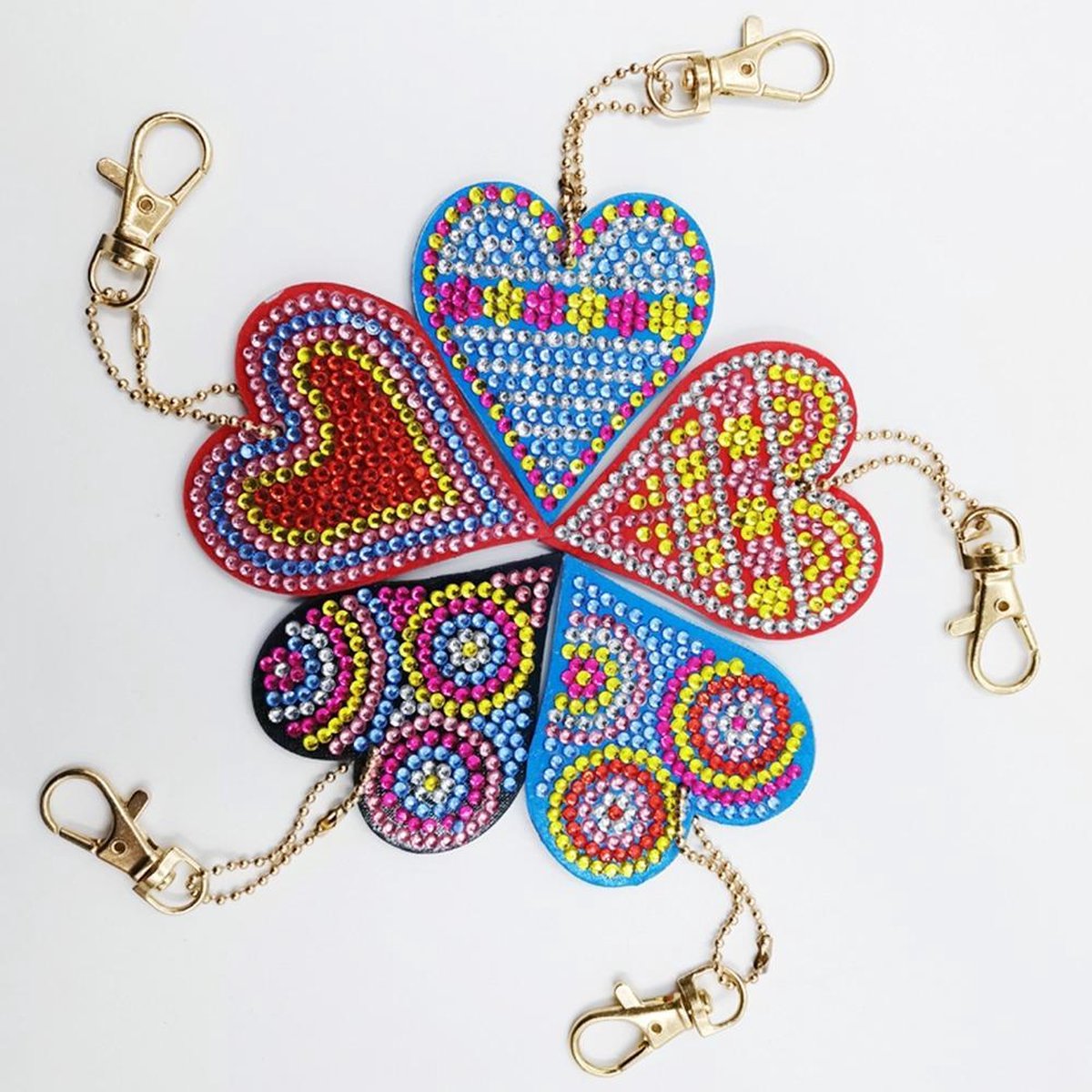 Diamond Painting Sleutelhanger Set - Compleet Pakket voor Diamond Painting Kinderen en Volwassenen - DIY Hartjes Thema - Huntex