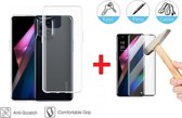 2-In-1 Screenprotector Hoesje Bescherming Protector Set Geschikt Voor Oppo Find X3 Pro (5G) - Full Cover 3D Edge Tempered Glass Screen Protector Met Siliconen Back Bescherm Hoes Cover Case - 