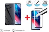 2-In-1 Screenprotector Hoesje Bescherming Protector Set Geschikt Voor Oppo Find X3 Lite (5G) - Full Cover 3D Edge Tempered Glass Screen Protector Met Siliconen Back Bescherm Hoes Cover Case -