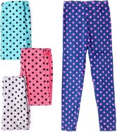 Meisjes legging kinderlegging 3-pack gestipt katoen roze/grijs/groen maat 104/110