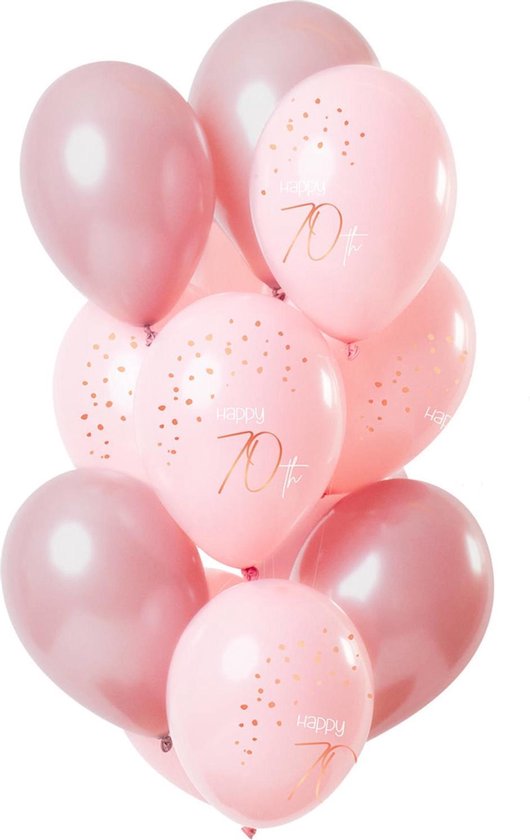 Ballonnen 70 Jaar Rosé Goud 30cm 12st