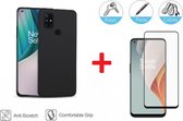 2-In-1 Screenprotector Hoesje Bescherming Protector Set Geschikt Voor Oneplus Nord N100 - Full Cover 3D Edge Tempered Glass Screen Protector Met Siliconen Back Bescherm Hoes Cover