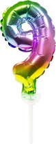 Folat - Folieballon taart Mini cijfer 9 Regenboog (13cm)