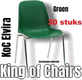 King of Chairs -set van 30- model KoC Elvira groen met verchroomd onderstel. Kantinestoel stapelstoel kuipstoel vergaderstoel tuinstoel kantine stapel stoel kantinestoelen stapelst