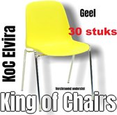 King of Chairs -set van 30- model KoC Elvira geel met verchroomd onderstel. Kantinestoel stapelstoel kuipstoel vergaderstoel tuinstoel kantine stapel stoel kantinestoelen stapelsto