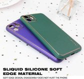 Apple iPhone 12 / 12 Pro groen Back Cover Luxe High Quality Leather Case met 2x gratis Tempered glass Screenprotector