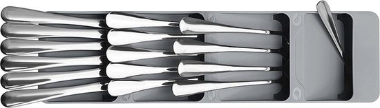 Multifunctionele Bestekbak - Besteklade - Bestek Organizer - Kunststof - 40x12x6 cm - Grijs