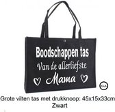 Vilten Boodschappen - Shopper - Tas voor Mama - Moeder - Verjaardag - Geschenk - Gepersonaliseerd Cadeau - Moederdag Kleur Zwart
