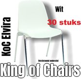 King of Chairs -set van 30- model KoC Elvira wit met verchroomd onderstel. Kantinestoel stapelstoel kuipstoel vergaderstoel tuinstoel kantine stapel stoel kantinestoelen stapelstoe