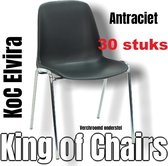 King of Chairs -set van 30- model KoC Elvira antraciet met verchroomd onderstel. Kantinestoel stapelstoel kuipstoel vergaderstoel tuinstoel kantine stapel stoel kantinestoelen stap