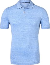 OLYMP Level 5 body fit poloshirt - linnen stretch - blauw -  Maat: XXL