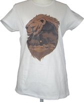 T-shirt leeuwenkop wit - dames - vrouw - kleding - mode - shirt - korte mouw - dames T-shirt - safari