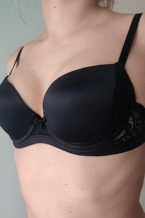 Soutien gorge push up satin Zwart bonnet dentelle 80C bol