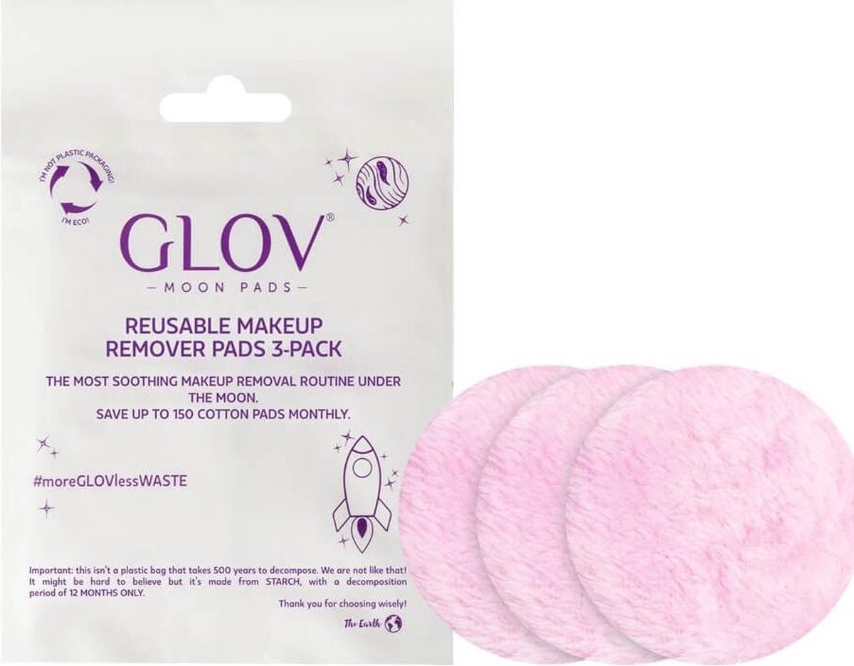 GLOV ECO Moon Pads Pack of 3 / herbruikbare make-up remover pads / duurzaam / travelsize