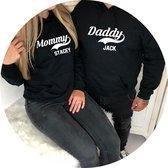 Setje hoodies Daddy Mommy met namen-twee stuks-Maat L