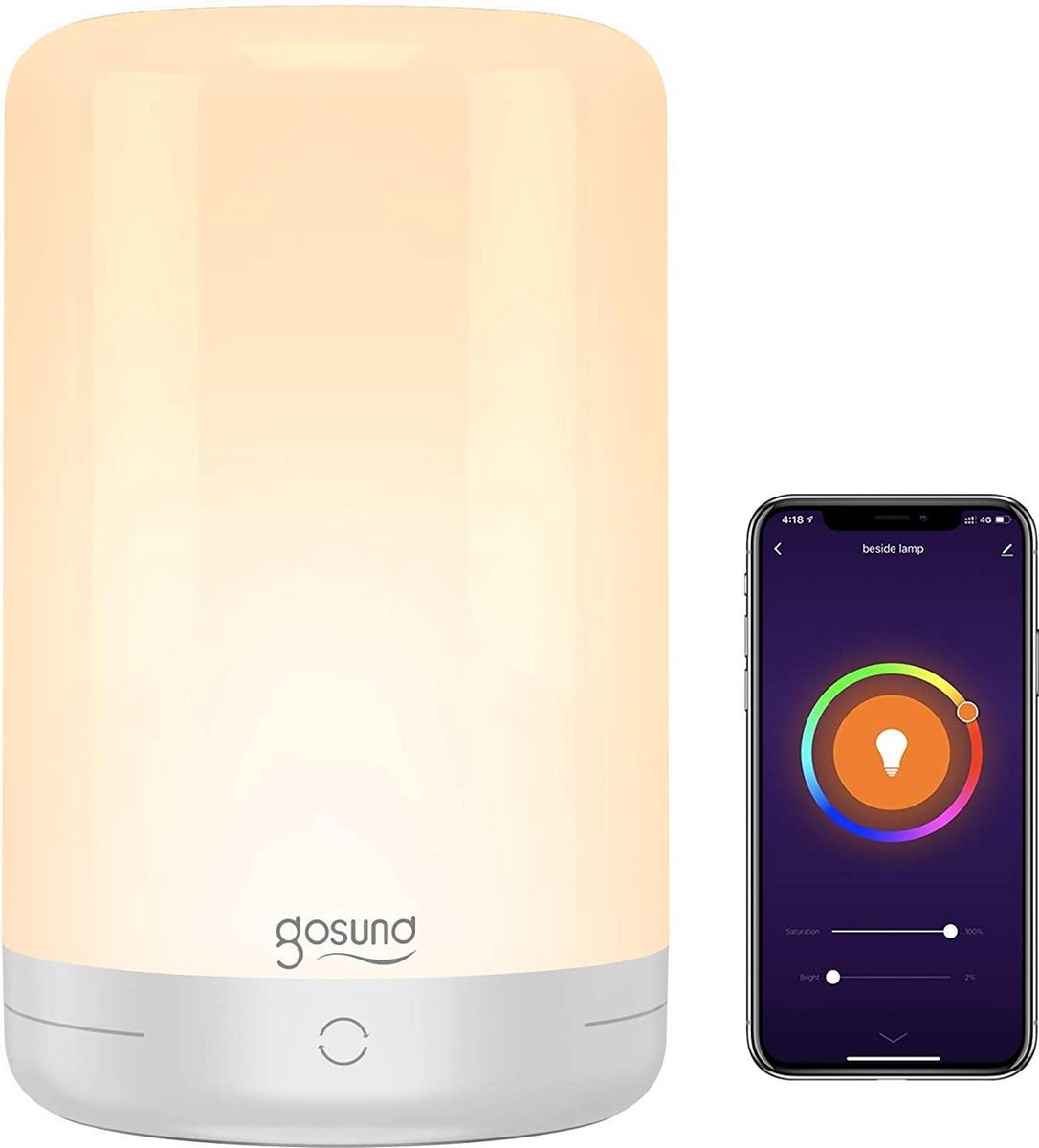 Gosund LB3 smart tafel/bed lamp 5V, 2A USB (incl. kabel) touch bediening: kleuren en lichtsterkte, Alexa and Google Home compatible
