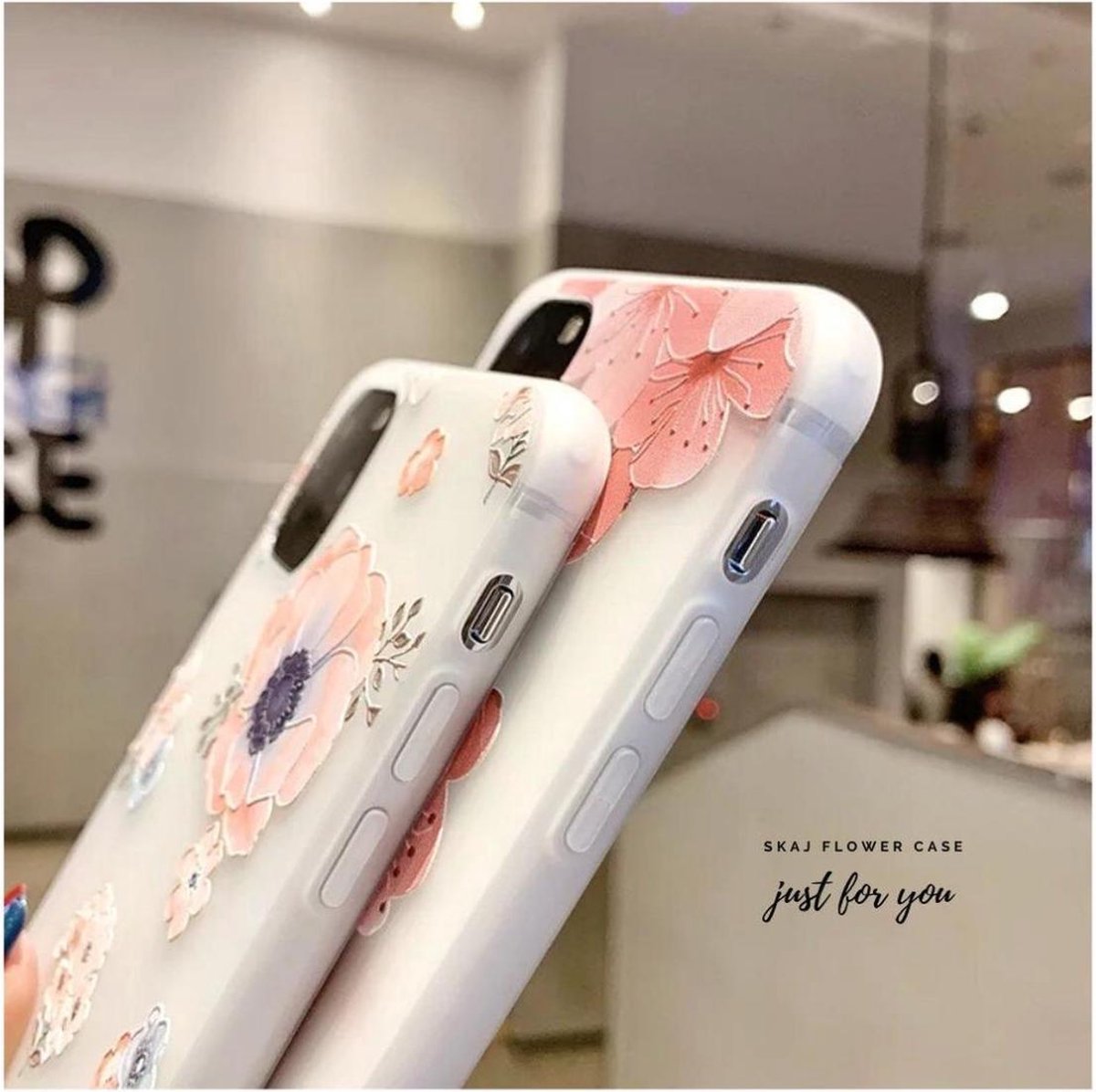 iPhone XR Hoesje Shock Proof Siliconen Hoes Case Cover Transparant - Bloemen