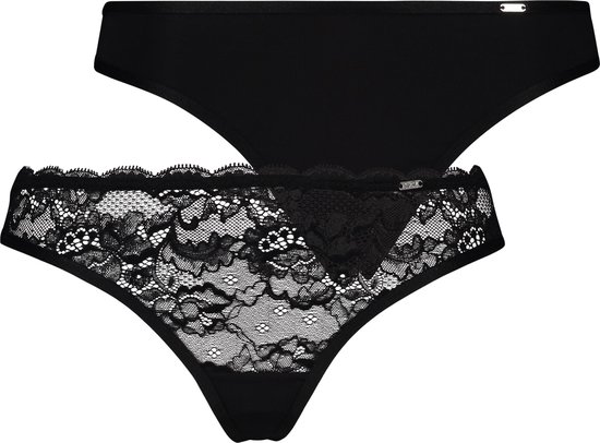 Hunkemöller String Onderbroek 2-pack Angie - zwart - Maat XS