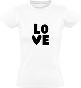 Love hartje dames  t-shirt | liefde | huwelijk | vrijgezel | relatie | scheiding | hartje | kado | Wit