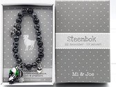 Edelsteen Sneeuwvlokken Obsidiaan kralen armbandje - geboortesteen Steenbok