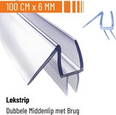 Simple Fix Lekstrip - Douchestrip - Waterkering - 100CM Lang - 6MM Glasdikte - Lekdorpel & dubbele middenlip