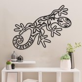 Wanddecoratie - Salamander - Dieren - Hout - Wall Art - Muurdecoratie - Woonkamer - Zwart - 87 x 59 cm