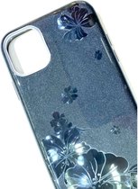 Apple iPhone 11 Pro Hoesje Zwart Glitters Stevige Siliconen TPU Case BlingBling met 2x gratis Tempered glass Screenprotector