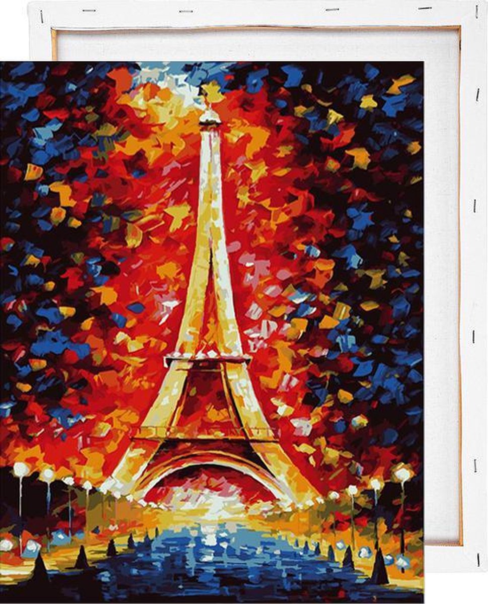 Afbeelding van product Creatief&zo  Eiffeltoren gekleurd - Schilderen op nummer - Met frame - 40x50 cm